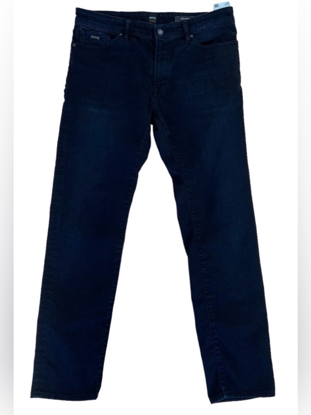 Hugo Boss Maine Regular Fit Jeans Mens 36 Black Stretch Straight Leg Black Denim